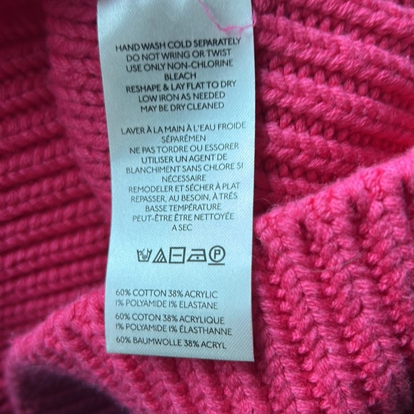 NWT FREE PEOPLE alli V neck chunky oversized sweater strawberry spritz size L - Picture 10 of 11